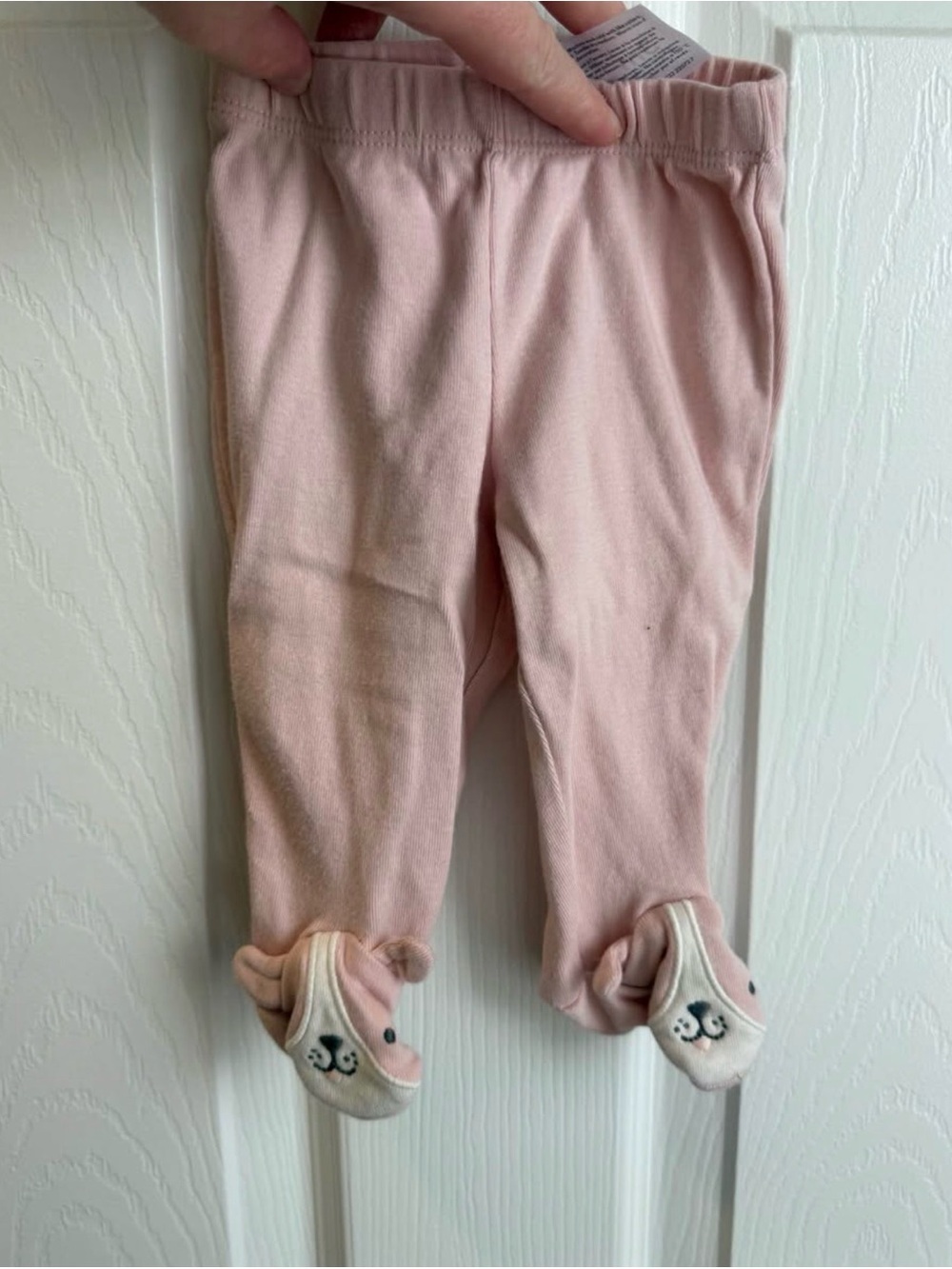 Carter's Light Pink Footed Baby Leggings with Animal Face Feet